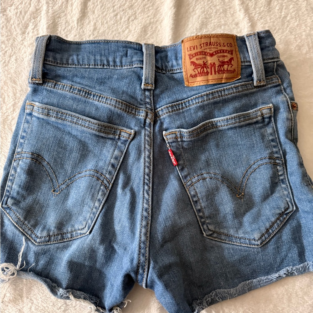 Levi’s High Rise Distressed Stretch Shorts Size 24 - Picture 5 of 9